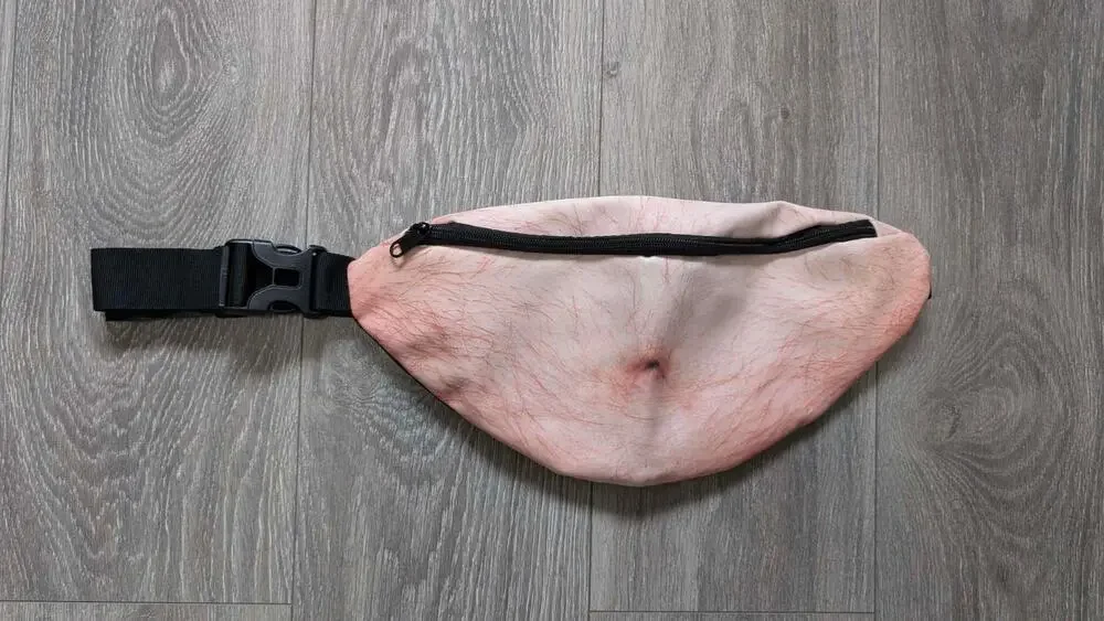 New Big Belly Button Fanny Pack Unisex Hairy Funny Joke Pouch Bag